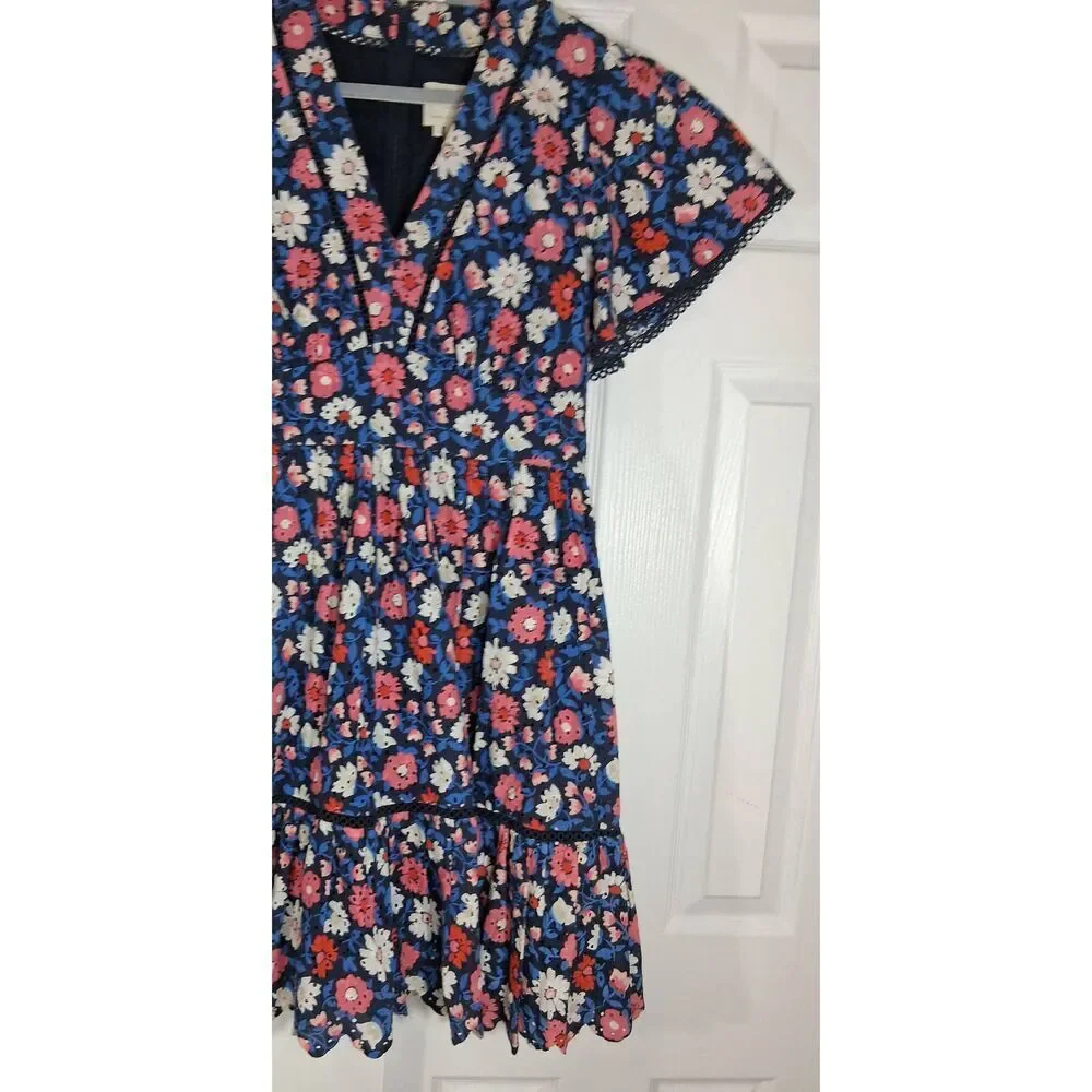 Kate spade womens size 12 shift dress blue pink boho whimsigoth flutter sleeve - Picture 3 of 11